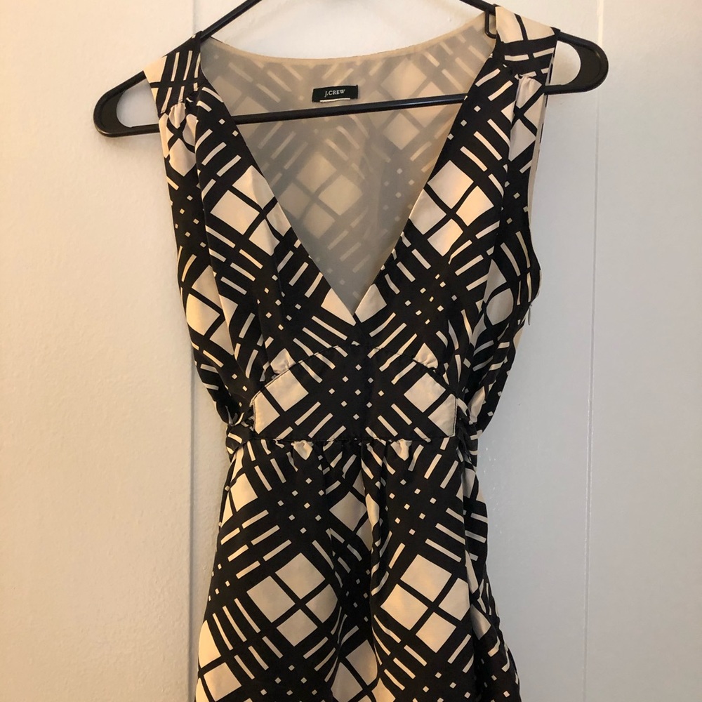 J Crew black and white silk blouse XS